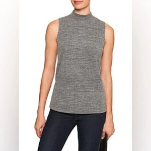 Banana Republic Women’s Textured Mock Neck Sleeveless Top XS Heather Gray Swank